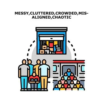 Experiencing messiness, clutter, and chaos in everyday life concepts Stock Illustration
