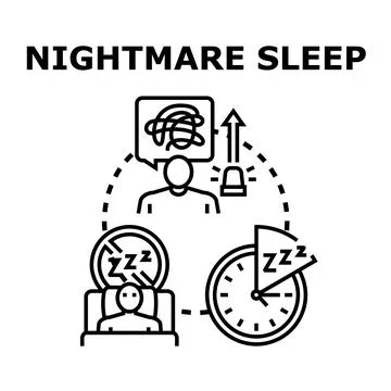 Experiencing nightmare sleep problem and mental stress Ilustración de archivo