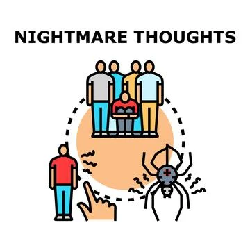 Experiencing nightmare thoughts, fear, and social anxiety concept Stock Illustration