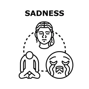 Experiencing sadness and depression concept illustration Stock Illustration
