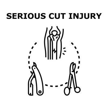 Experiencing serious cut injury with sharp tools Stock Illustration