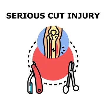 Experiencing serious cut injury with sharp tools Stock Illustration