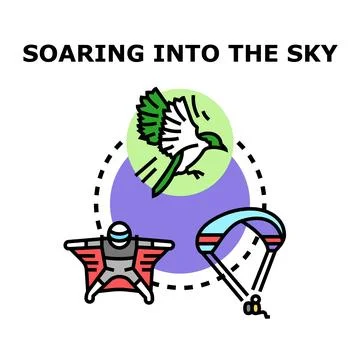Experiencing sky soaring, flying, and wing suit jumping Stock Illustration