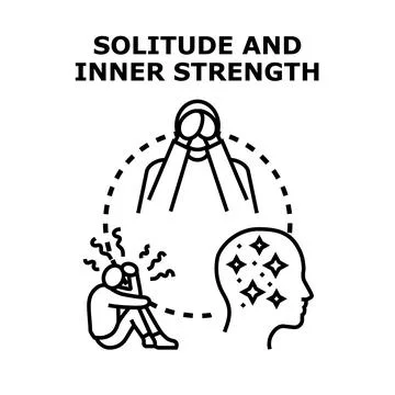 Experiencing solitude and developing inner strength concept Stock Illustration