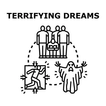Experiencing terrifying dreams and sleep nightmares concept Stock Illustration