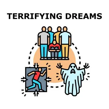 Experiencing terrifying dreams and sleep nightmares concept Stock Illustration