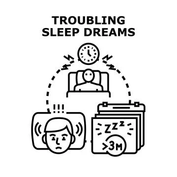 Experiencing troubling sleep and restless dreams concept Stock Illustration