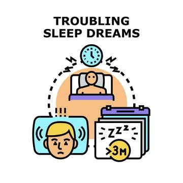 Experiencing troubling sleep and restless dreams concept Stock Illustration