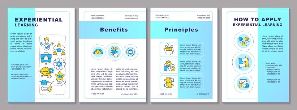 Experiential learning blue brochure template Stock Illustration