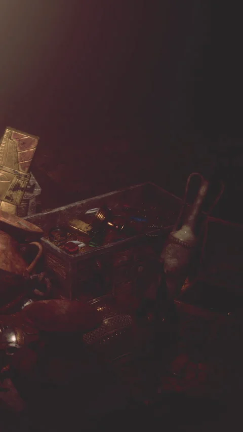 Experiment with bottle and tools in a dimly lit space at night Stock Footage 337975161