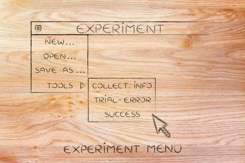 Experiment dropdown menu, pointer selecting the Success option 库存插图