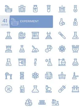 Experiment including 41 64x64 Bold Line Vector Illustrations Stock Illustration