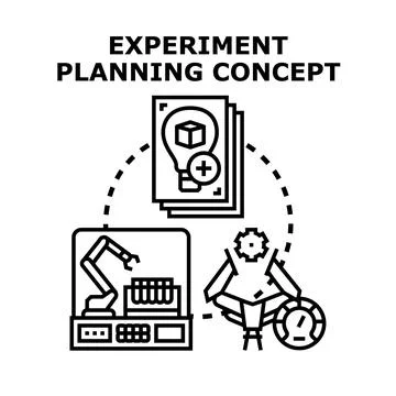 Experiment planning concept applying scientific research methodology Stock Illustration