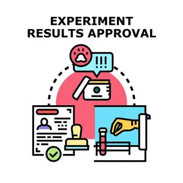 Experiment results approval process with research and certification Stockillustratie