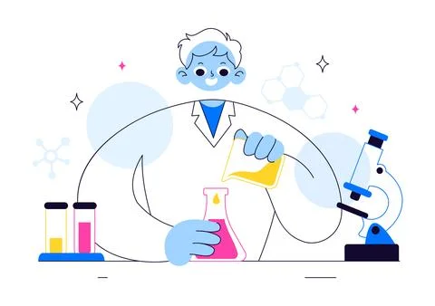 Experiment Vector Illustration Featuring a Laboratory Conducting Scientific.. Stock Illustration