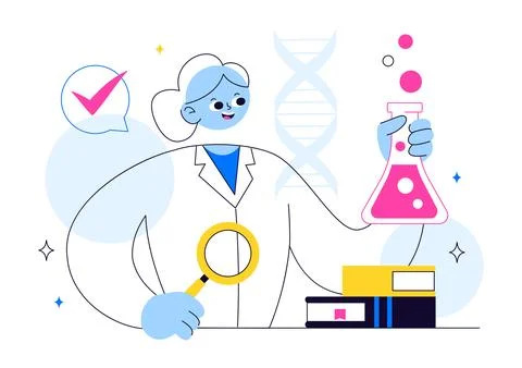 Experiment Vector Illustration Featuring a Laboratory Conducting Scientific.. Stock Illustration
