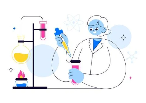 Experiment Vector Illustration Featuring a Laboratory Conducting Scientific.. Stock Illustration