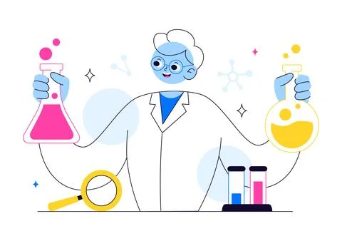 Experiment Vector Illustration Featuring a Laboratory Conducting Scientific.. Stock Illustration