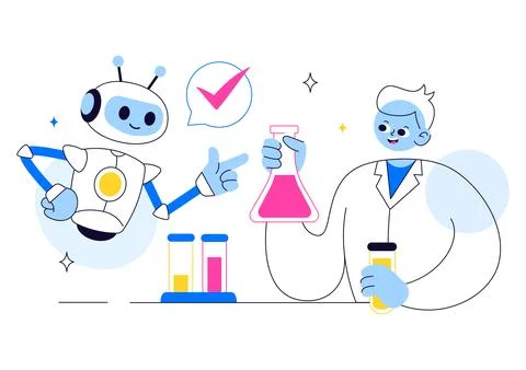 Experiment Vector Illustration Featuring a Laboratory Conducting Scientific.. Stock Illustration