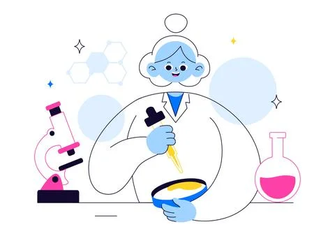 Experiment Vector Illustration Featuring a Laboratory Conducting Scientific.. Stock Illustration