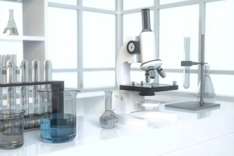 Experimental apparatus with an empty laboratory,white background,3d rendering Stock Illustration