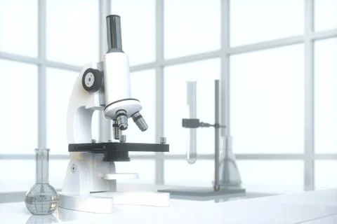 Experimental apparatus with an empty laboratory,white background,3d rendering Stockillustratie
