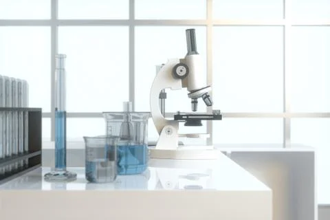 Experimental apparatus with an empty laboratory,white background,3d rendering Stockillustratie
