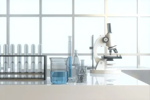 Experimental apparatus with an empty laboratory,white background,3d rendering Stock Illustration