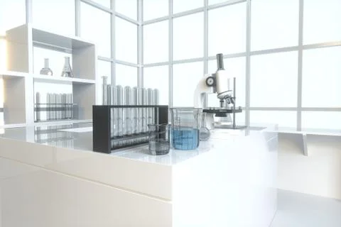 Experimental apparatus with an empty laboratory,white background,3d rendering Stock Illustration