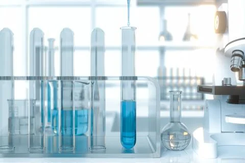 Experimental apparatus with an empty laboratory,white background,3d rendering Stock Illustration