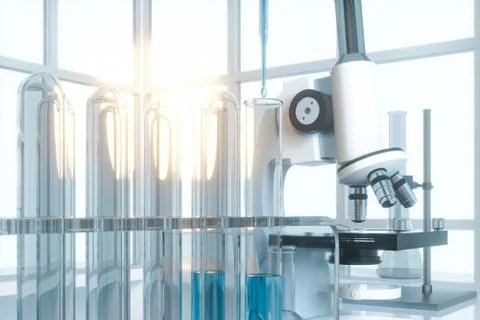 Experimental apparatus with an empty laboratory,white background,3d rendering Stockillustratie