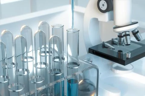 Experimental apparatus with an empty laboratory,white background,3d rendering Stock Illustration