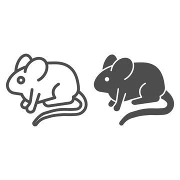 Experimental laboratory mouse line and solid icon, pest control concept, rat Stock Illustration