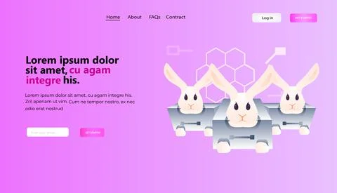Experimental rabbits biological genetic engineering research concept horizontal Stock Illustration