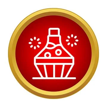 Experimenting chemical flask with bubbling liquid icon 库存插图