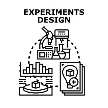 Experiments design process with scientific research and data analysis Stock Illustration