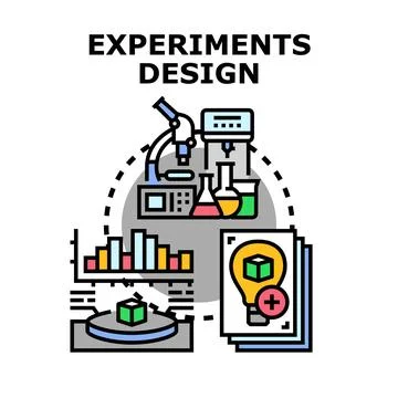 Experiments design process with scientific research and data analysis Stock Illustration