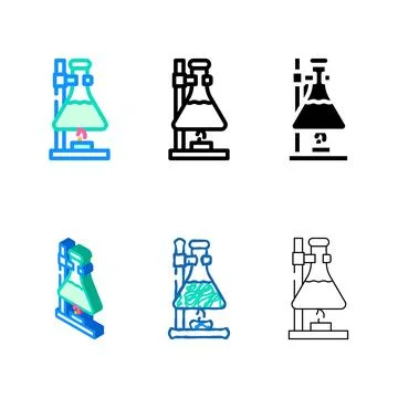 Experiments in simplified laboratory tool color icon vector Stock Illustration