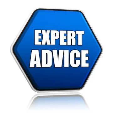 Expert advice in blue hexagon Stock Illustration