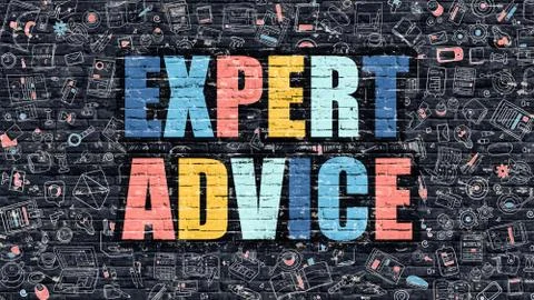 Expert Advice Concept with Doodle Design Icons Stock Illustration