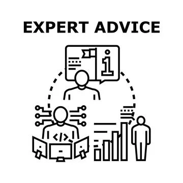 Expert advice providing professional consulting knowledge and support Stock Illustration