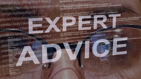 Expert Advice text on background of female developer Stock Footage 107124385