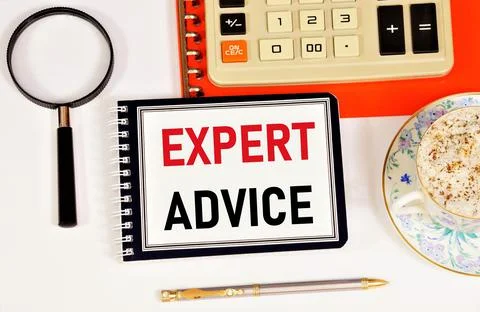 Expert advice. Text label on the notepad. Stock Photos