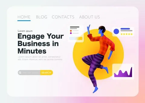 Expert analyst flies around statistical data. Landing page template. Stock Illustration