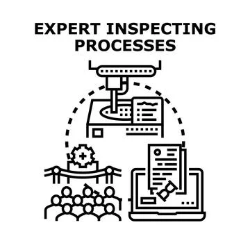 Expert analyzing business processes and optimizing production workflow 스톡 일러스트