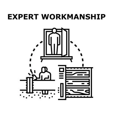 Expert craftsmanship creating carpentry products and construction materials Stock Illustration