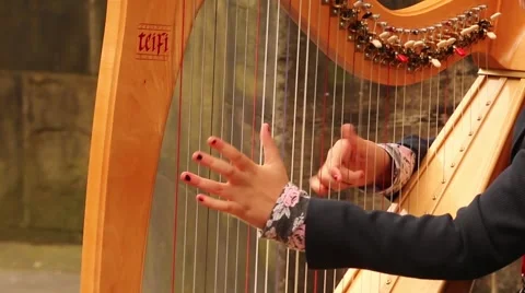 Expert Hands Playing Harp Stock Footage 41292938