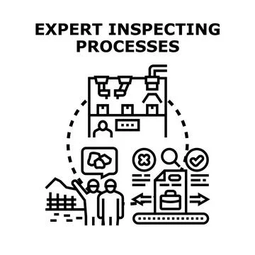 Expert inspecting business processes and operations workflow Stock Illustration