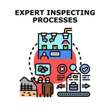 Expert inspecting business processes and operations workflow Stock Illustration