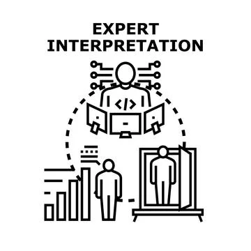 Expert interpretation and data analysis concept Stock Illustration